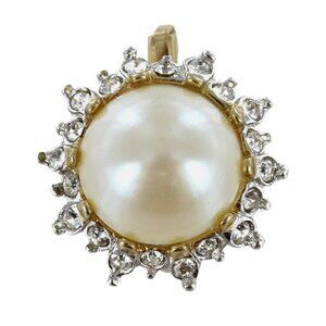 Mobè Pearl with Cubic Zirconia Set in 18k Gold Electroplated Pendant